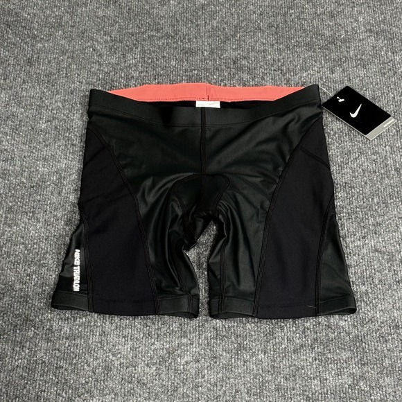 Nike Triathlon Shorts Womens XS Black Pink Padded Compression Cycling NWT - Picture 1 of 9